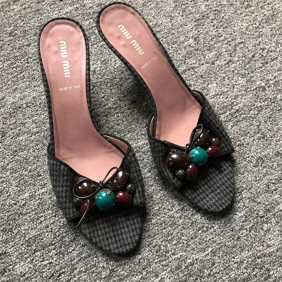 90s Rare Miu Miu Butterfly Sandals Mules, size 38.5 - Picture 2 of 10